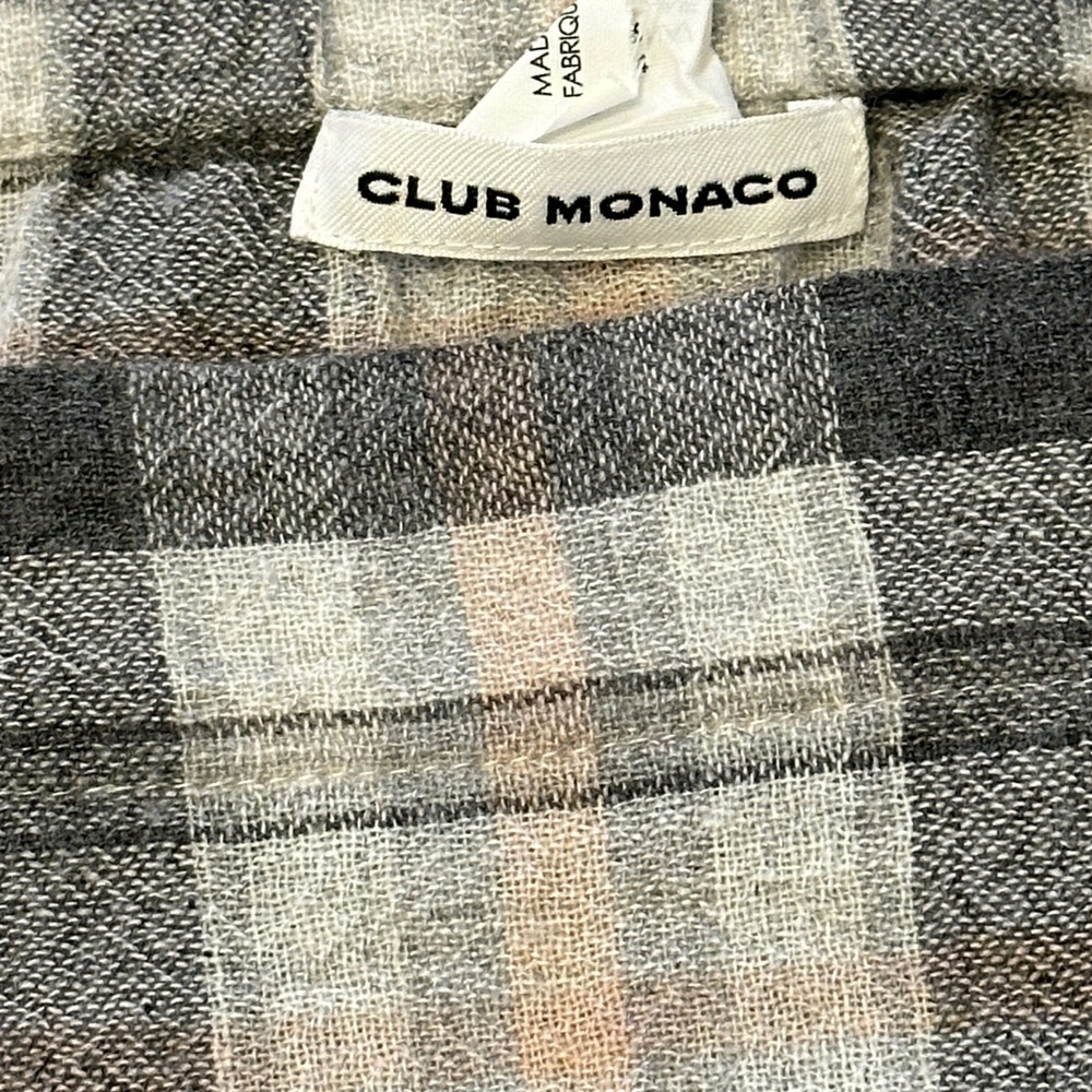 Club Monaco Off-Shoulder Plaid Top – Wool Blend – Size 0 - Picture 5 of 6